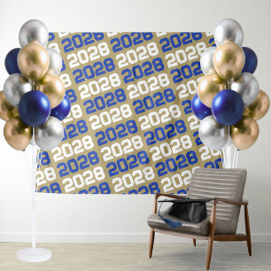 Blaue und goldene Abschlusskulisse Wandteppich