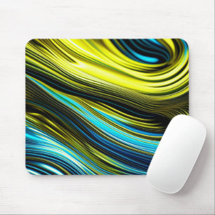 Blaue und goldene abstrakte Seide- und Satinrollen Mousepad