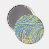Blaue und goldene abstrakte Welle Magnet (Vorderseite/Rückseite)