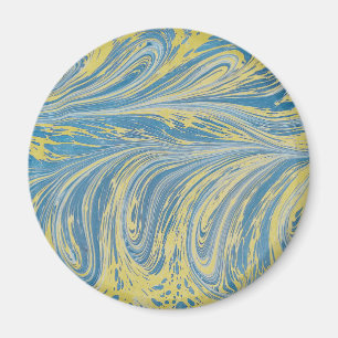 Blaue und goldene abstrakte Welle Magnet