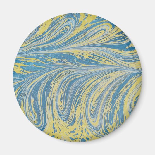 Blaue und goldene abstrakte Welle Magnet (Vorne)