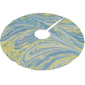 Blaue und goldene abstrakte Welle Polyester Weihnachtsbaumdecke (Schrägansicht)