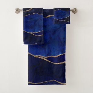 Blaue und goldene Achat Moderne Glamour-Minimal-Ch Badhandtuch Set