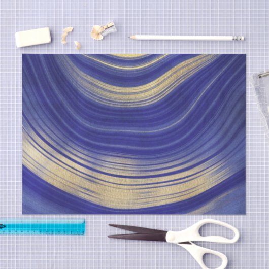 Blaue und goldene Agate-Muster Seidenpapier (Handwerk)