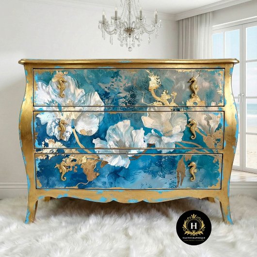 Blaue und goldene Algen an der Küste Seidenpapier