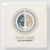 Blaue und goldene Anker für Wasserfahrzeuge Steinuntersetzer (Vorderseite)