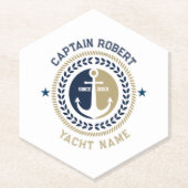 Blaue und goldene Anker für Wasserfahrzeuge Untersetzer (Vorderseite)