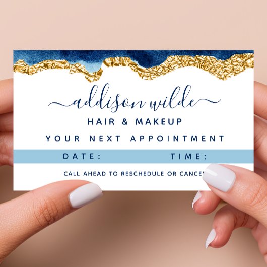 Blaue und goldene Aquarellkarte Terminkarte