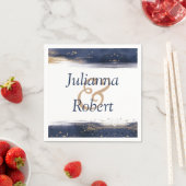 Blaue und goldene Aquarellnacken Serviette (Beispiel)