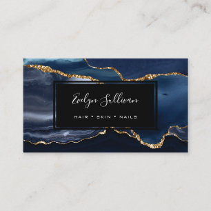 Blaue und goldene Aquarellung Visitenkarte