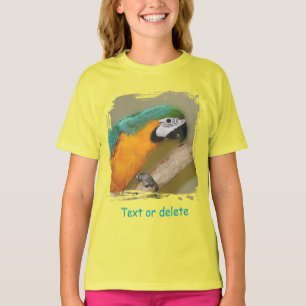 Blaue und goldene Ara-Papageien-Personalisierung T-Shirt