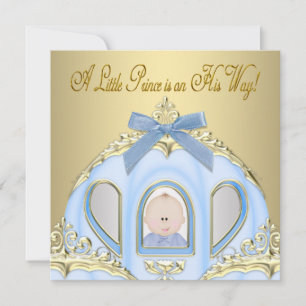 Blaue und goldene Babyparty-Einladungen für den Pr Einladung