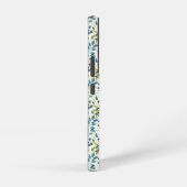 Blaue und goldene Blattmuster mit Initialen Samsung Galaxy Hülle (Rechte Seite)