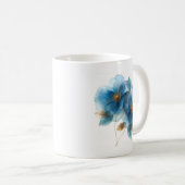 Blaue und goldene Blume mit zartem Aquarellhimmel Kaffeetasse (VorderseiteRechts)