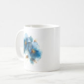 Blaue und goldene Blume mit zartem Aquarellhimmel Kaffeetasse (Vorderseite Links)