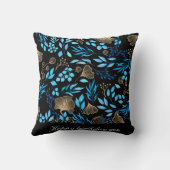 Blaue und goldene Blume - Name hinzufügen Kissen (Rückseite)