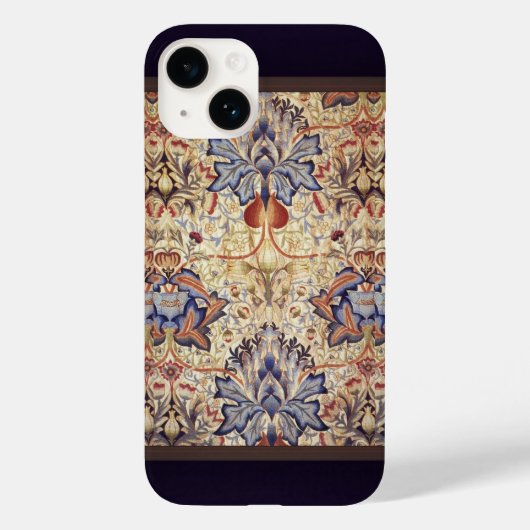 Blaue und goldene Blumen Case-Mate iPhone Hülle (Rückseite)