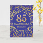 Blaue und goldene Blumenmuster der 85. Geburtstags Karte (Gelbe Blume)