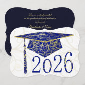 Blaue und goldene Blumenmütze 2026 Karte (Vorne/Hinten)