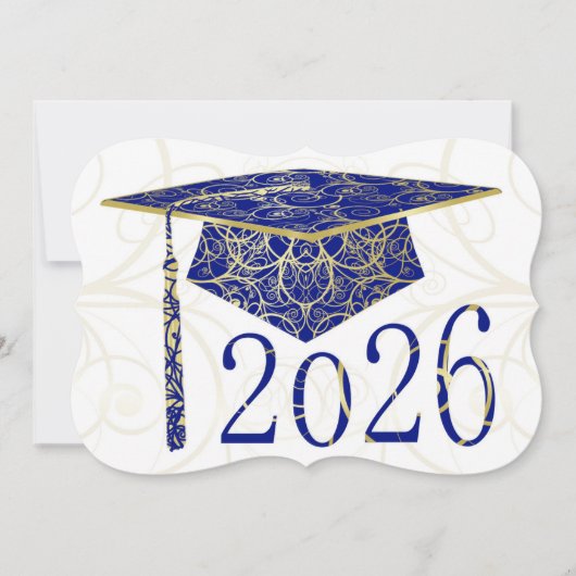 Blaue und goldene Blumenmütze 2026 Karte (Vorderseite)