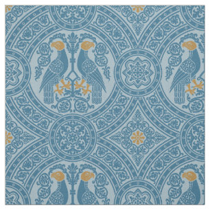 Blaue und goldene byzantinische Vögel Stoff