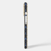 Blaue und goldene Damaskus-Streifen Case-Mate iPhone Hülle (Rückseite / Links)