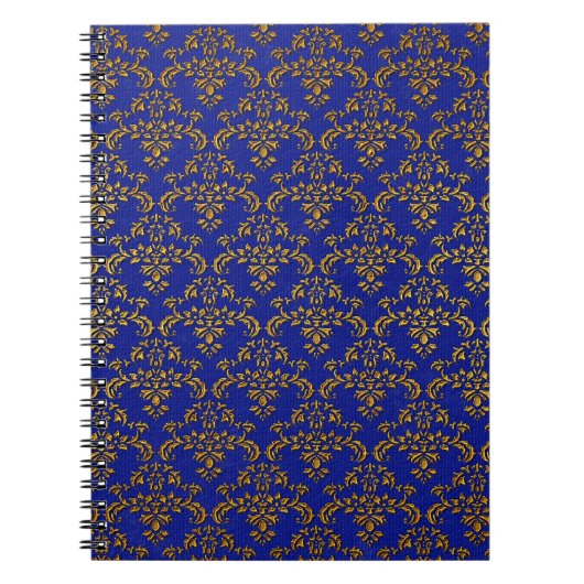 Blaue und goldene Damaskusmuster Notizblock (Vorderseite)