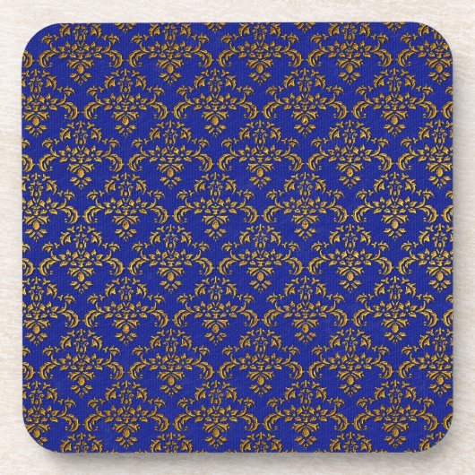 Blaue und goldene Damaskusmuster Untersetzer (Vorderseite)