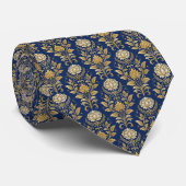 Blaue und goldene Damast-Schlips Krawatte (Gerollt)