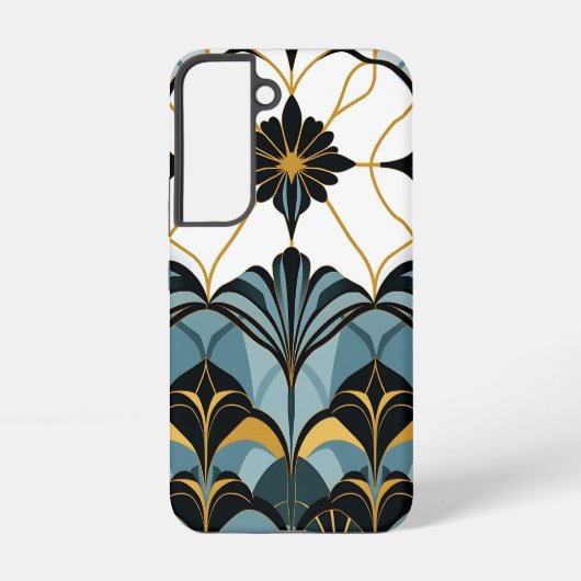 Blaue und goldene Deco-Lüfter Samsung Galaxy Hülle (Rückseite)