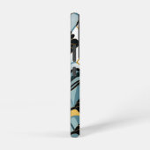 Blaue und goldene Deco-Lüfter Samsung Galaxy Hülle (Rechte Seite)