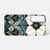 Blaue und goldene Deco-Lüfter Samsung Galaxy Hülle (Rückseite (Horizontal))