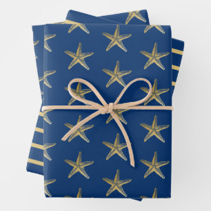 Blaue und goldene Eisenstange Geschenkpapier Set