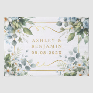 Blaue und goldene elegante florale rustikale Wasse Seidenpapier