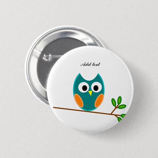 Blaue und goldene Eule-Vorlage Button (Vorne & Hinten)