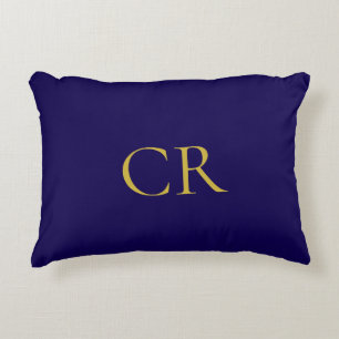 Blaue und goldene Farbmonogramm moderne Minimalist Dekokissen