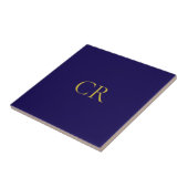 Blaue und goldene Farbmonogramm moderne Minimalist Fliese (Seite)