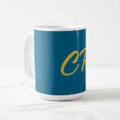 Blaue und goldene Farbmonogramm moderne Minimalist Kaffeetasse (Vorderseite Links)