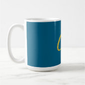 Blaue und goldene Farbmonogramm moderne Minimalist Kaffeetasse (Links)