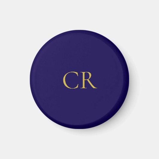Blaue und goldene Farbmonogramm moderne Minimalist Magnet (Vorne)