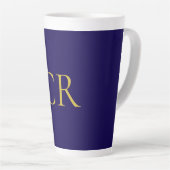 Blaue und goldene Farbmonogramm-Moderne Minimalist Milchtasse (Rechte Ecke)