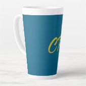 Blaue und goldene Farbmonogramm-Moderne Minimalist Milchtasse (Linke Ecke)