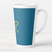 Blaue und goldene Farbmonogramm-Moderne Minimalist Milchtasse (Rechts)