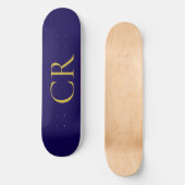Blaue und goldene Farbmonogramm-Moderne Minimalist Skateboard (Vorderseite)