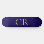 Blaue und goldene Farbmonogramm-Moderne Minimalist Skateboard (Horizontal)