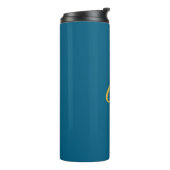 Blaue und goldene Farbmonogramm Moderne Minimalist Thermosbecher (Nach links gedreht)