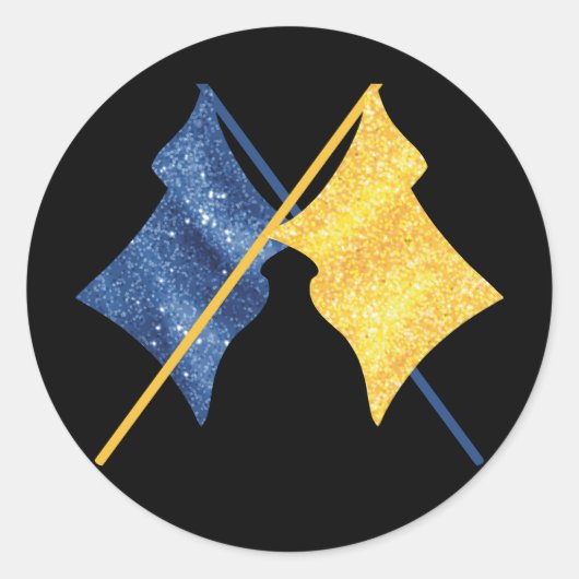 Blaue und goldene Flaggen Runder Aufkleber (Vorderseite)