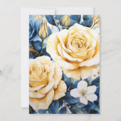 Blaue und goldene florale Hochzeit Save The Date (Rückseite)