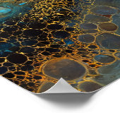 Blaue und goldene Fluid-Art-Abstraktion Poster (Ecke)