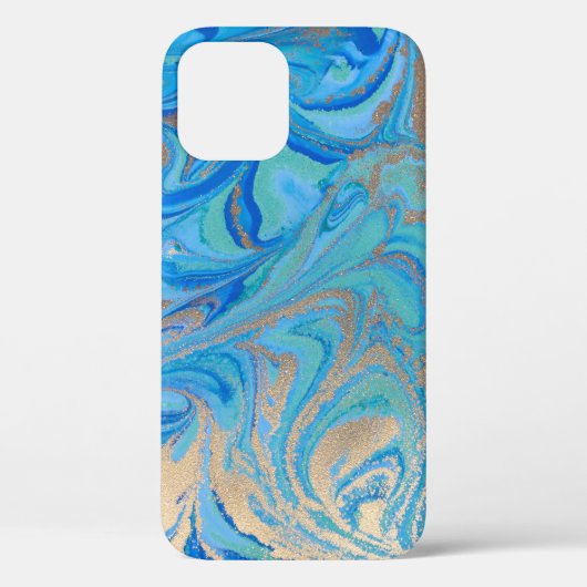 Blaue und goldene flüssige Textur Case-Mate iPhone Hülle (Rückseite)